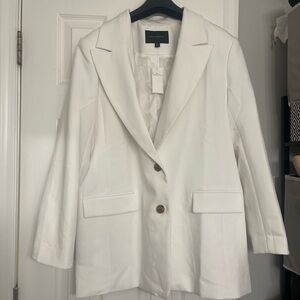 BANANA REPUBLIC Women’s White Long Boyfriend Two-button Blazer, Size 12, NWT